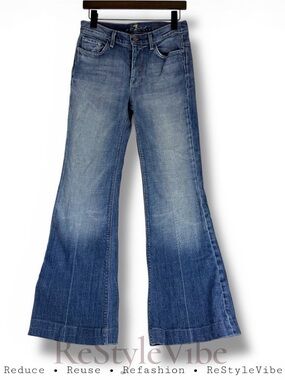 7 FOR ALL MANKIND Women’s Size 27 Denim Jeans Ginger Flare Style MidRise Stretch